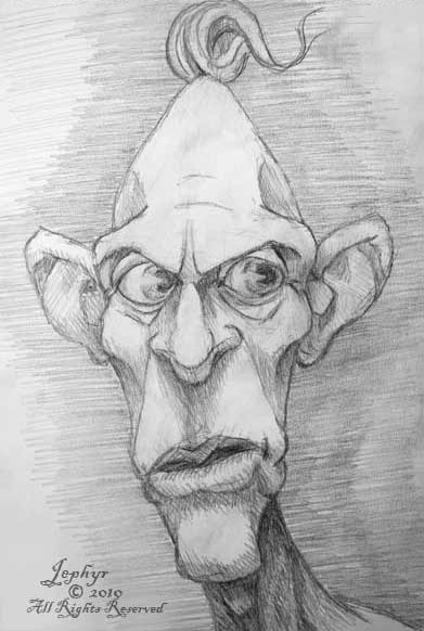"Pin Ed" - Pencil Sketch- Copyright 2010, Jephyr (Jeff Curtis), All Rights Reserved